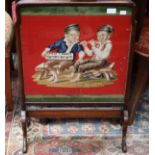 A SMALL QUEEN ANNE STYLE MAHOGANY CHEVAL FIRE SCREEN