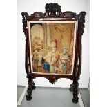 AN ORNATE VICTORIAN CHEVAL FIRE SCREEN