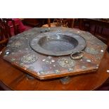 #### withdrawn###A LATE 18TH CENTURY OR EARLY 19TH CENTURY BRASS MOUNTED OCTAGONAL SPANISH BRAZIER,