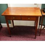 ### withdrawn####AN INLAID MAHOGANY TWO DRAWER SIDE TABLE OR DRESSING TABLE