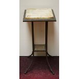 AN EDWARDIAN BRASS TWO TIER JARDINIERE TABLE