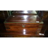 A LARGE RECTANGULAR GEORGIAN PERIOD MAHOGANY AND BRASS-BOUND TABLE-TOP DESK