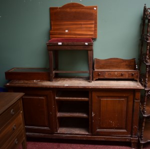 A PAINTED SIDE BOARD OR CUPBOARD