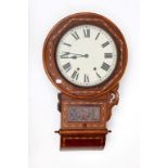 A 19TH CENTURY INLAID AND GRAINED ROSEWOOD DROP-DIAL WALL CLOCK
