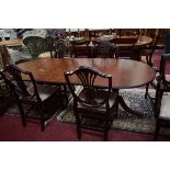A SET OF SIX (4+2) HEPPLEWHITE STYLE MAHOGANY DINING CHAIRS