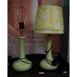 A PAIR OF MODERN GREEN CERAMIC TABLE LAMPS