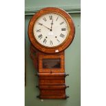 A VICTORIAN INLAID AND PARQUETRY BANDED DROP-DIAL WALL CLOCK