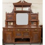 A LARGE EDWARDIAN WALNUT CHIFFONIER OR SIDEBOARD