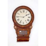 A VICTORIAN WALNUT CASED AND PARQUETRY INLAID DROP-DIAL WALL CLOCK