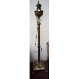 A BRASS TELESCOPIC STANDARD LAMP