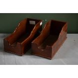 A PAIR OF ATTRACTIVE GEORGIAN STYLE MAHOGANY WINE BOTTLE CRADLES