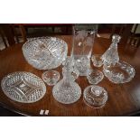 A LARGE HEAVY CUT GLASS FRUIT OR PUNCH BOWL,
