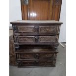 A SMALL OAK CHEST ON CHEST