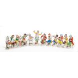 A VERY ATTRACTIVE TWELVE PIECE DRESDEN PORCELAIN MONKEY BAND OR ORCHESTRA