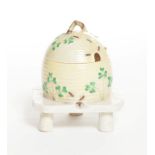 A SECOND PERIOD BELLEEK (1891-1926) DECORATED HONEY POT