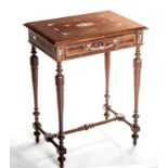 A VERY FINE LATE NINETEENTH CENTURY CONTINENTAL ROSEWOOD AND IVORY INLAID LADIES VANITY TABLE