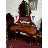 A VICTORIAN BURL WALNUT DUCHESS TYPE DRESSING TABLE