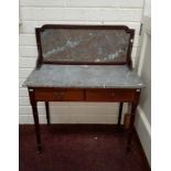 AN INLAID EDWARDIAN MAHOGANY WASH STAND