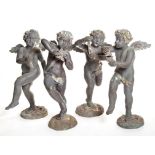 A FINE LARGE SET OF FOUR BRONZE FIGURES