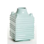 A VERY UNUSUAL LIGHT BLUE SQUARE-FORM VASE