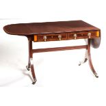 A FINE REGENCY PERIOD INLAID AND SATINWOOD BANDED MAHOGANY SOFA TABLE