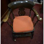 AN OLD WINDSOR TYPE OFFICE OR DESK CHAIR