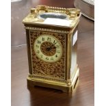 AN ATTRACTIVE FRENCH BRASS FIVE GLASS CARRIAGE CLOCK