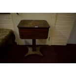 A REGENCY PERIOD ROSEWOOD AND BRASS INLAID LADIES WORK TABLE