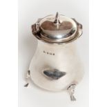 A SILVER BALUSTER SHAPED TEA CADDY