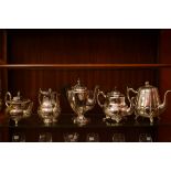 FIVE ASSORTED GOOD QUALITY SILVER PLATED ASSORTED TEAPOTS