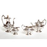 A FOUR PIECE SILVER TEA AND COFFEE SERVICE, SHEFFIELD 1902