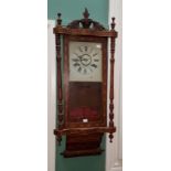 A 19TH CENTURY SERPENTINE-FRONTED PARQUETRY INLAID WALL CLOCK