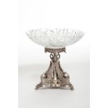 AN ATTRACTIVE CUT GLASS AND SILVER TABLE CENTRE