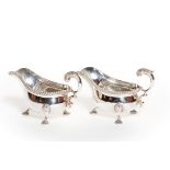 A PAIR OF HEAVY SILVER SAUCE BOATS