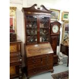 A GEORGE III PERIOD MAHOGANY BUREAU BOOKCASE