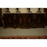 A VICTORIAN WALNUT AND MARQUETRY INLAID SIDEBOARD
