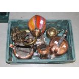 A COLLECTION OF MISCELLANEOUS BRASS, COPPER AND PEWTER PLATEWARE,