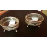 A PAIR OF OVAL SILVER SALTS