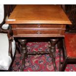 A LATE NINETEENTH CENTURY OAK LADIES WORK TABLE