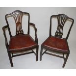 A GOOD MATCHED SET OF TWELVE (10+2) MAHOGANY ARCHED TOP DINING CHAIRS