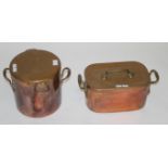 TWO HEAVY STOVE TOP COPPER PANS