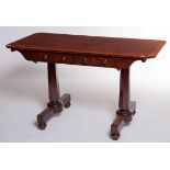 A LATE WILLIAM IV PERIOD MAHOGANY AND SATINWOOD BANDED SOFA TABLE