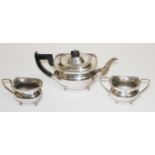 A THREE-PIECE SILVER PLATED TEA SERVICE