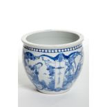 A NINETEENTH CENTURY CHINESE BLUE AND WHITE BOWL OR JARDINIERE