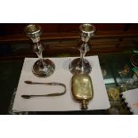 A PAIR OF ATTRACTIVE SILVER CANDLESTICKS
