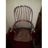 AN ELM AND ASH HOOP BACK KITCHEN ARMCHAIR