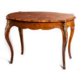 A VICTORIAN SERPENTINE-SHAPED OVAL WALNUT CENTRE TABLE