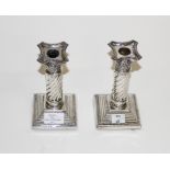 AN ATTRACTIVE PAIR OF SHEFFIELD SILVER DWARF CANDLESTICKS