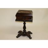 A LATE WILLIAM IV EARLY VICTORIAN ROSEWOOD TEA POY