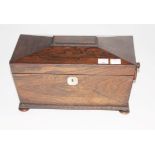 A SARCOPHAGUS-SHAPED WILLIAM IV PERIOD ROSEWOOD TEA CADDY